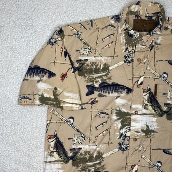 North River Outfitters Fishing AOP Short Sleeve Button Down Shirt: Size Large - Picture 6 of 9